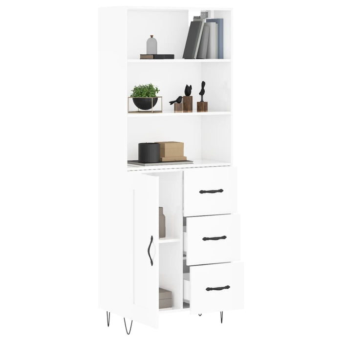 Dulap înalt, alb extralucios, 69,5x34x180 cm, lemn compozit WALTI