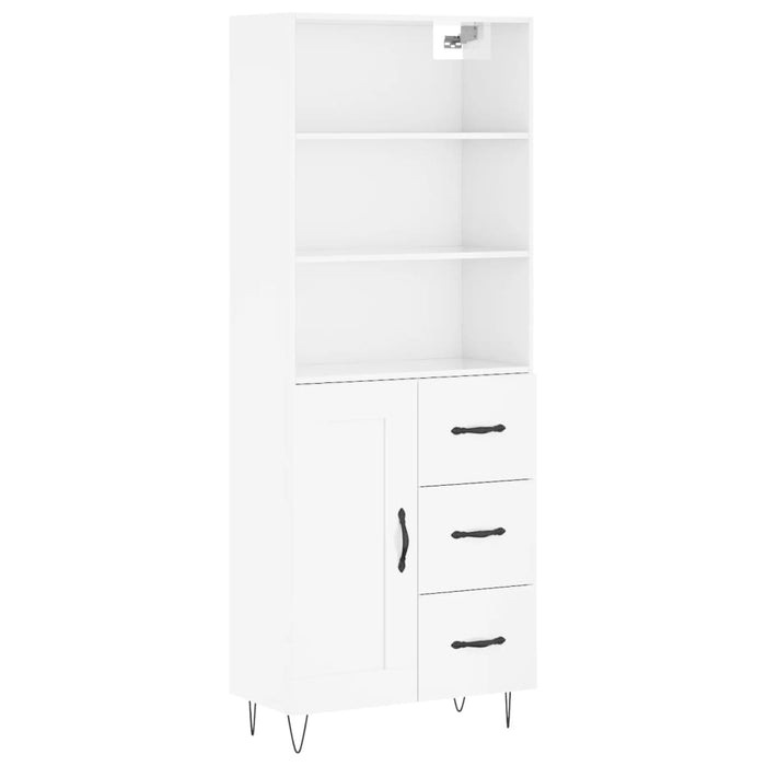 Dulap înalt, alb extralucios, 69,5x34x180 cm, lemn compozit WALTI