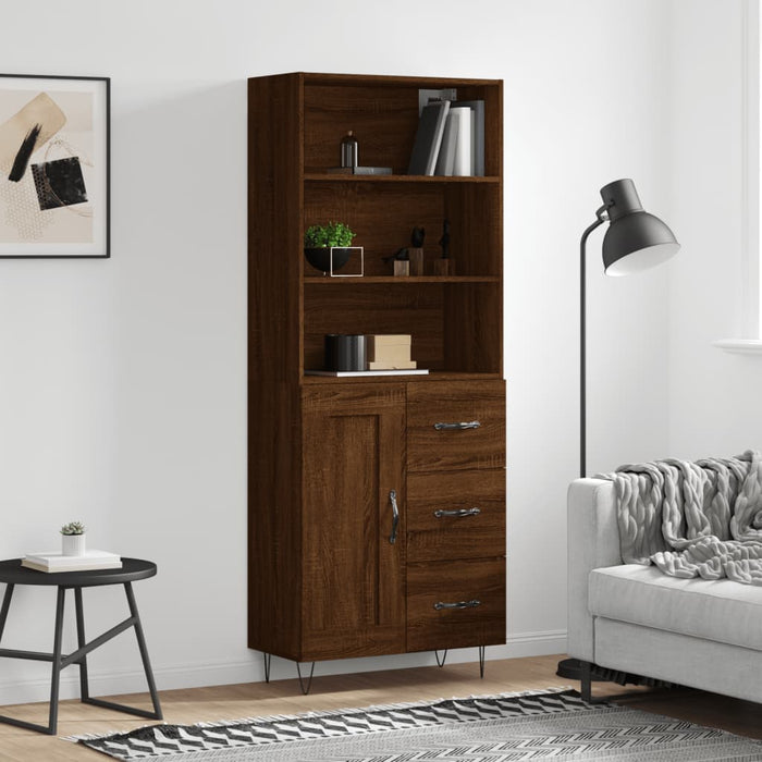 Dulap înalt, stejar maro, 69,5x34x180 cm, lemn compozit WALTI