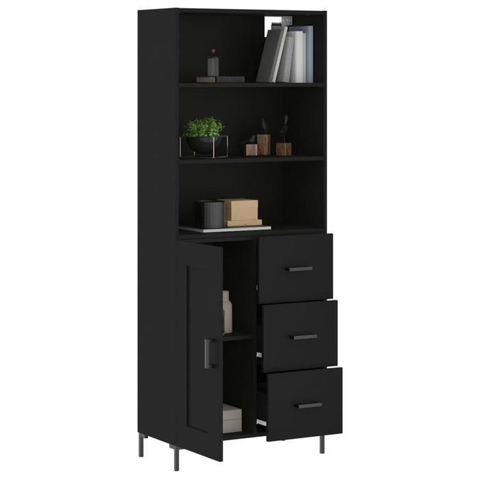 Dulap înalt, negru, 69,5x34x180 cm, lemn compozit WALTI