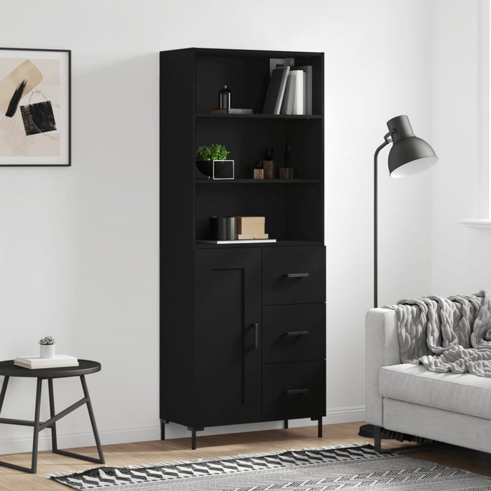 Dulap înalt, negru, 69,5x34x180 cm, lemn compozit WALTI