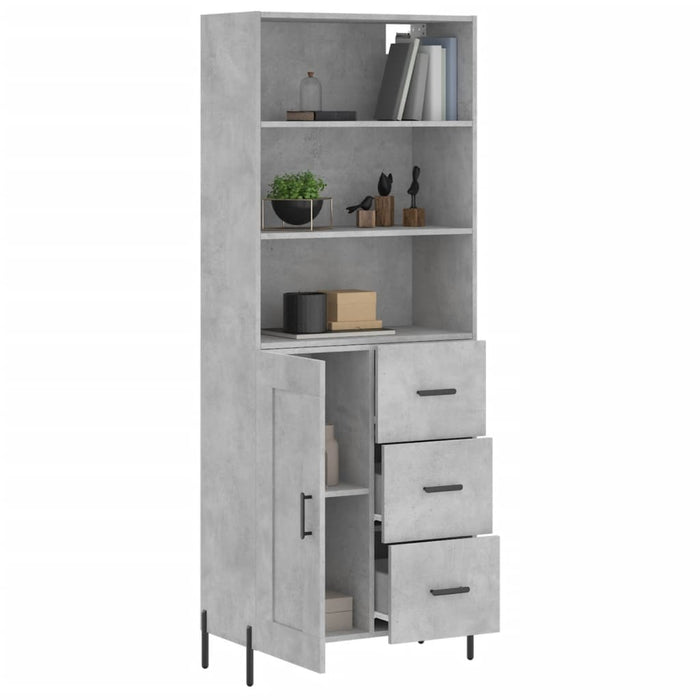 Dulap înalt, gri beton, 69,5x34x180, lemn compozit WALTI