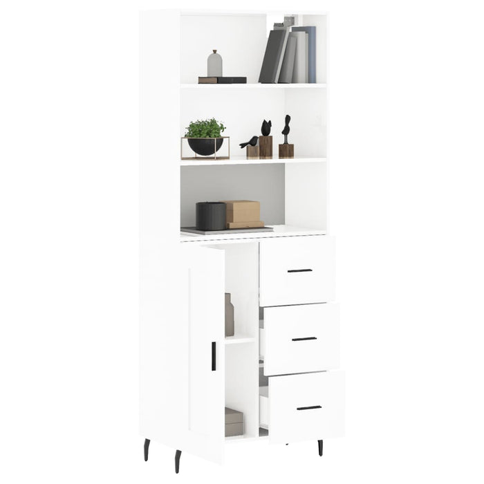 Dulap înalt, alb extralucios, 69,5x34x180 cm, lemn compozit WALTI