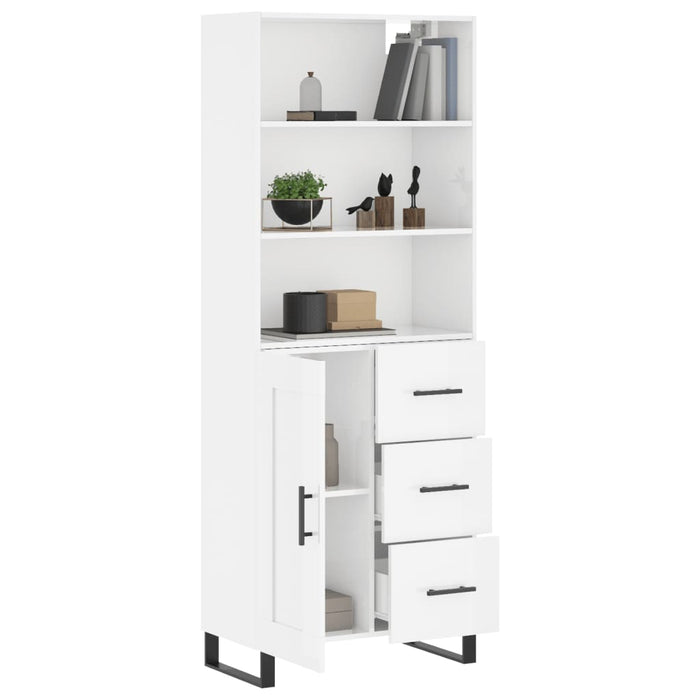 Dulap înalt, alb extralucios, 69,5x34x180 cm, lemn compozit WALTI
