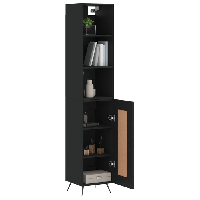 Dulap înalt, negru, 34,5x34x180 cm, lemn prelucrat WALTI