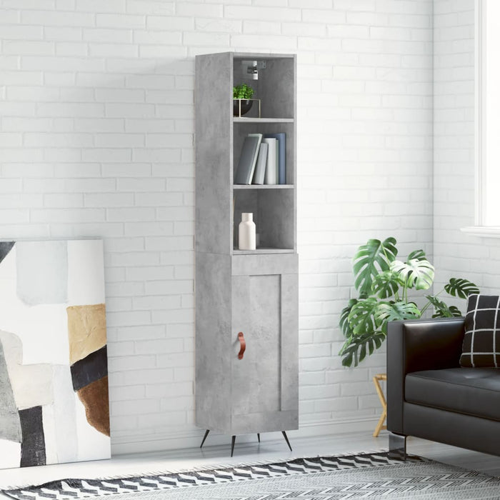 Dulap înalt, gri beton, 34,5x34x180 cm, lemn prelucrat WALTI