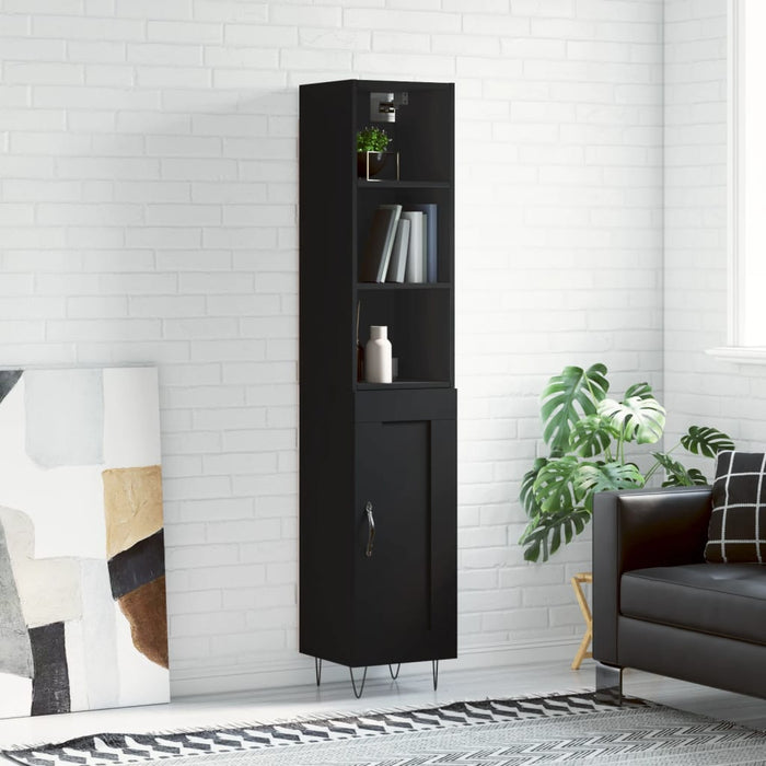 Dulap înalt, negru, 34,5x34x180 cm, lemn prelucrat WALTI