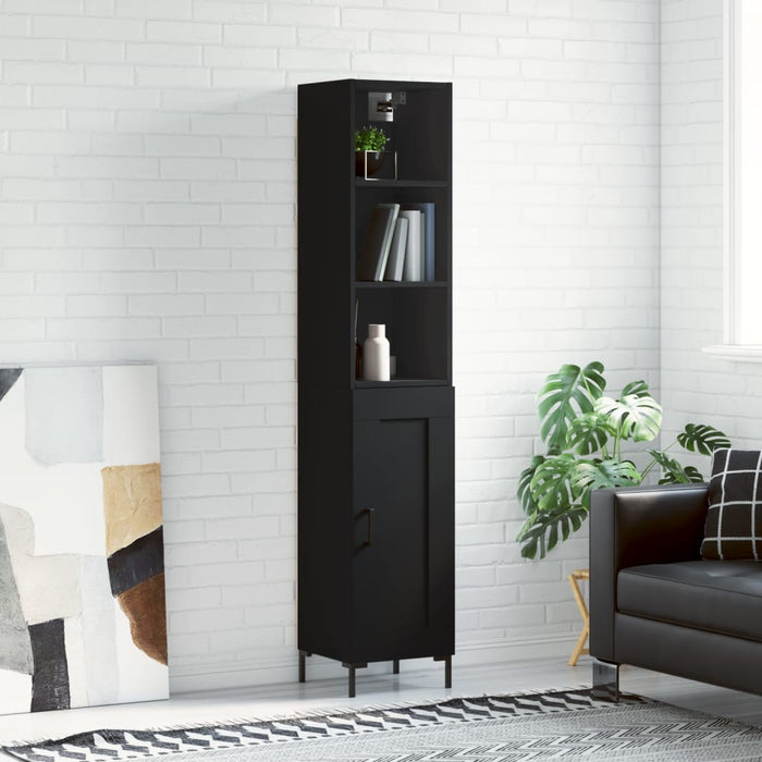 Dulap înalt, negru, 34,5x34x180 cm, lemn prelucrat WALTI