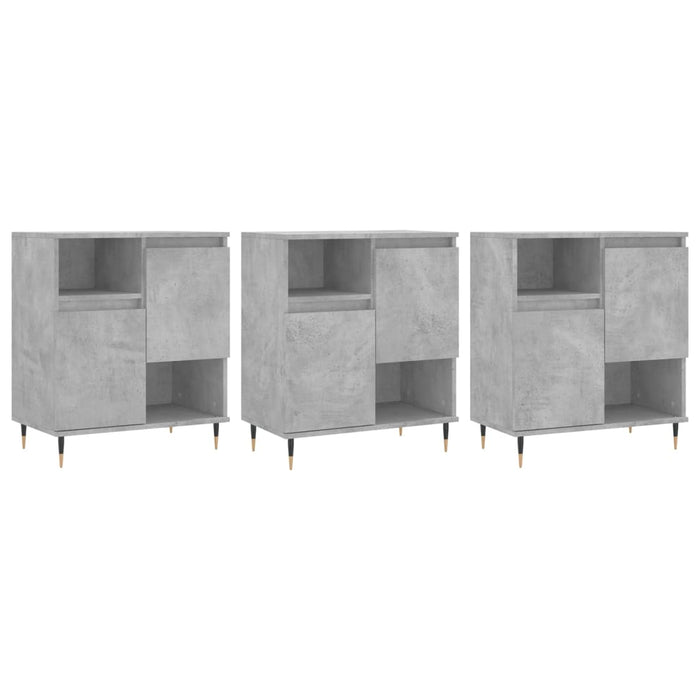 Servante, 3 piese, gri beton, lemn prelucrat WALTI