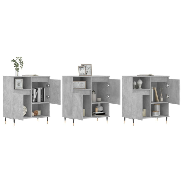 Servante, 3 piese, gri beton, lemn prelucrat WALTI