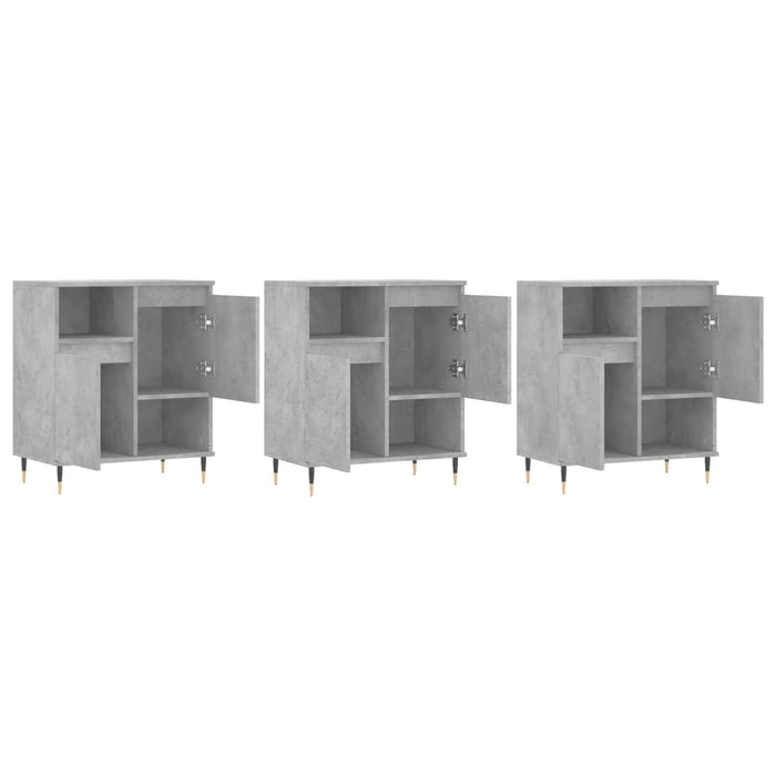 Servante, 3 piese, gri beton, lemn prelucrat WALTI