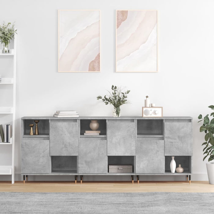 Servante, 3 piese, gri beton, lemn prelucrat WALTI