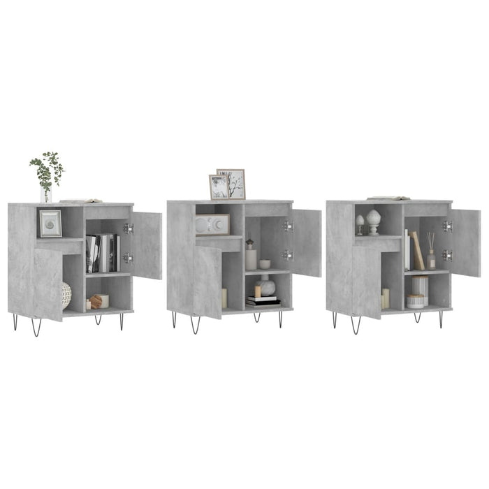 Servante, 3 piese, gri beton, lemn prelucrat - WALTI WALTI