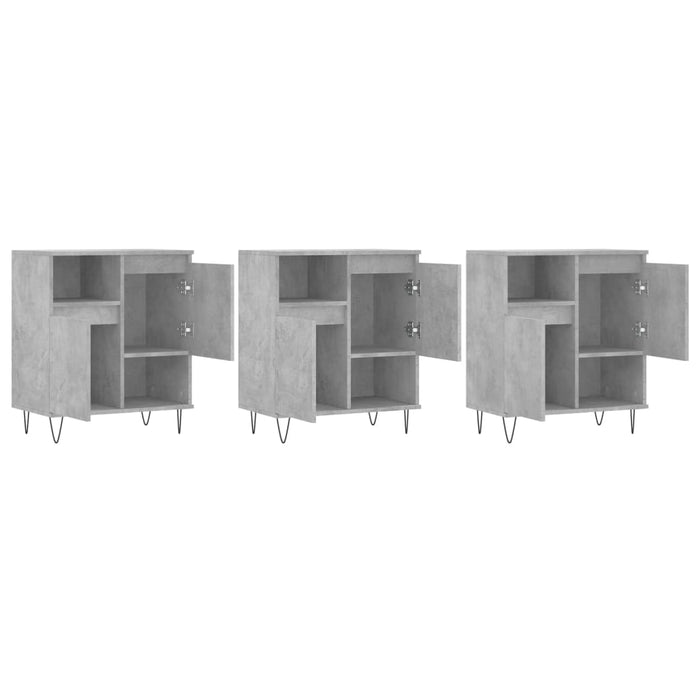 Servante, 3 piese, gri beton, lemn prelucrat - WALTI WALTI