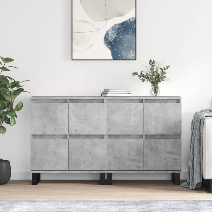 Servante, 2 piese, gri beton, lemn prelucrat WALTI