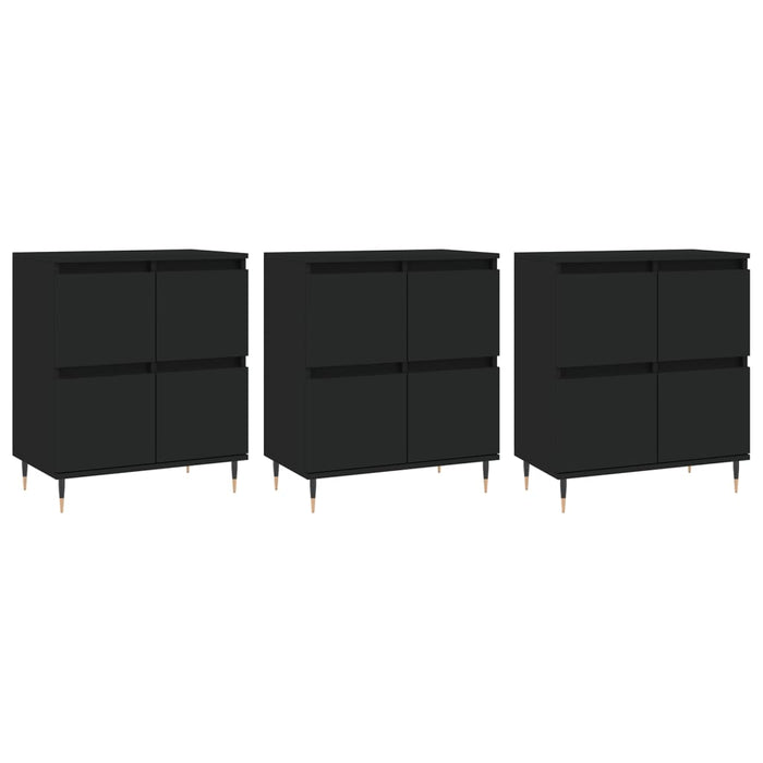 Servante, 3 piese, negru, lemn prelucrat WALTI