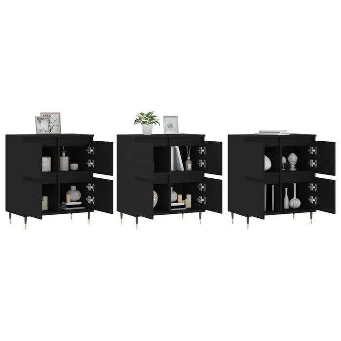 Servante, 3 piese, negru, lemn prelucrat WALTI