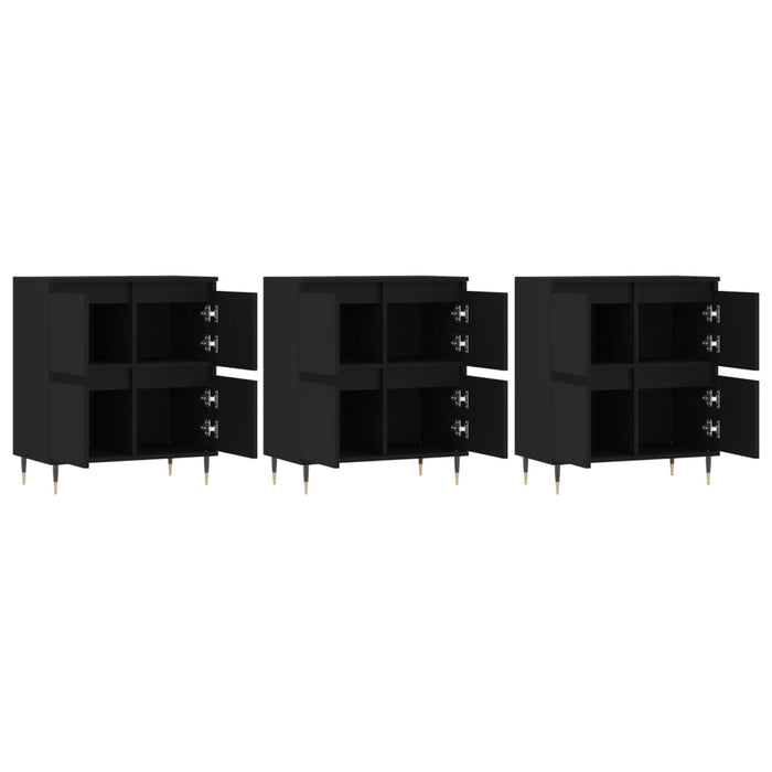Servante, 3 piese, negru, lemn prelucrat WALTI