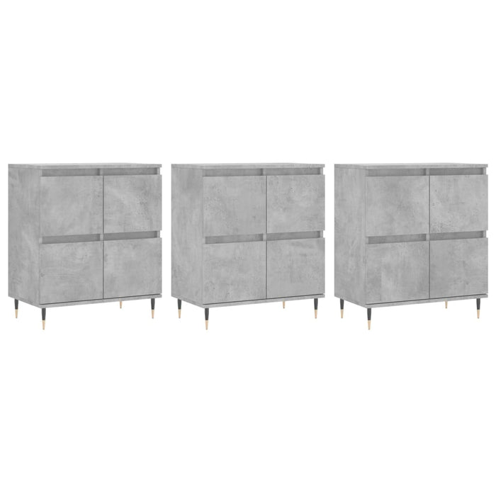Servante, 3 piese, gri beton, lemn prelucrat WALTI