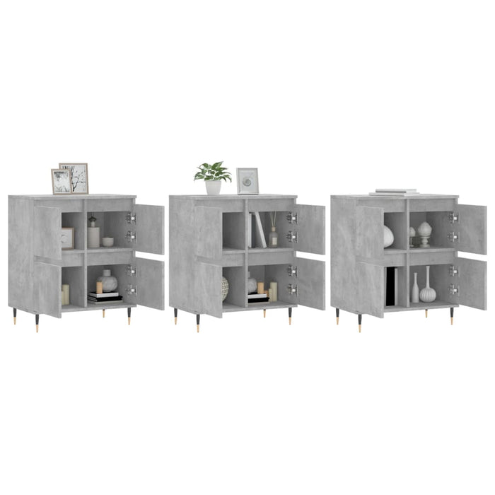 Servante, 3 piese, gri beton, lemn prelucrat WALTI