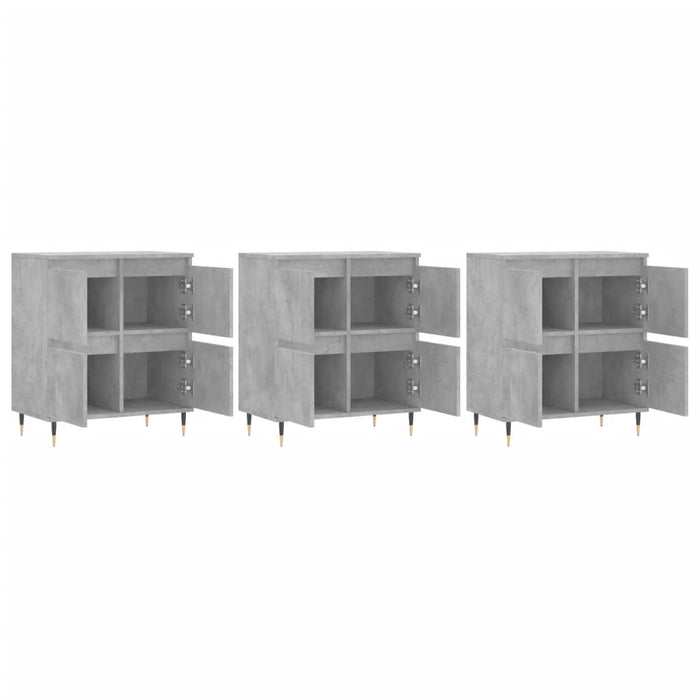 Servante, 3 piese, gri beton, lemn prelucrat WALTI