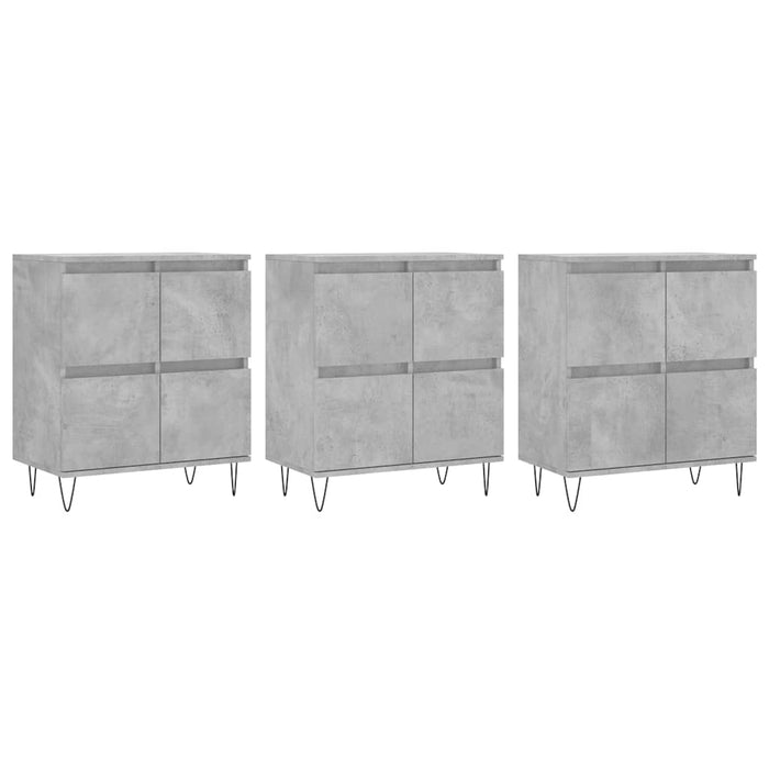 Servante, 3 piese, gri beton, lemn prelucrat WALTI