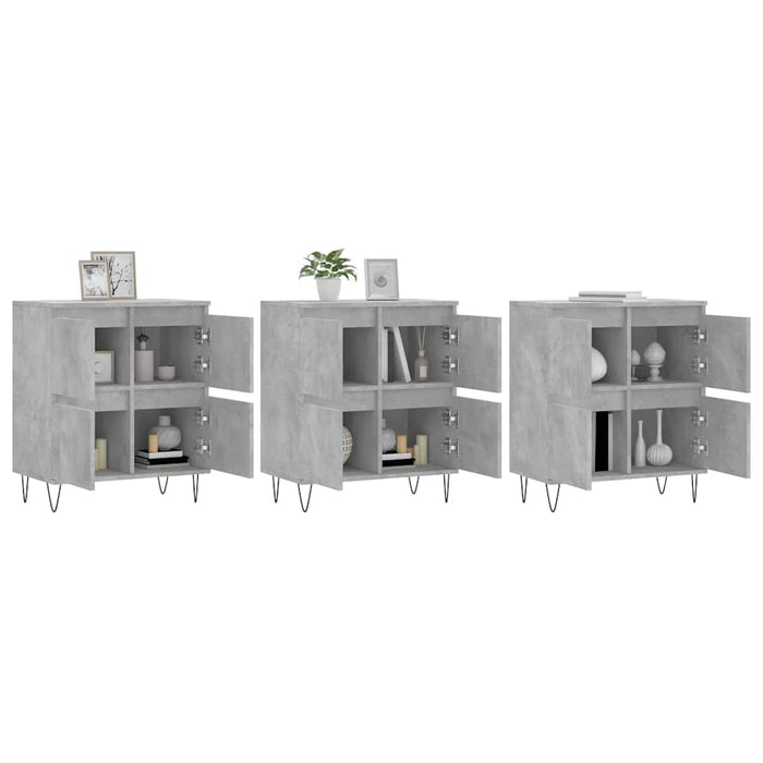 Servante, 3 piese, gri beton, lemn prelucrat WALTI
