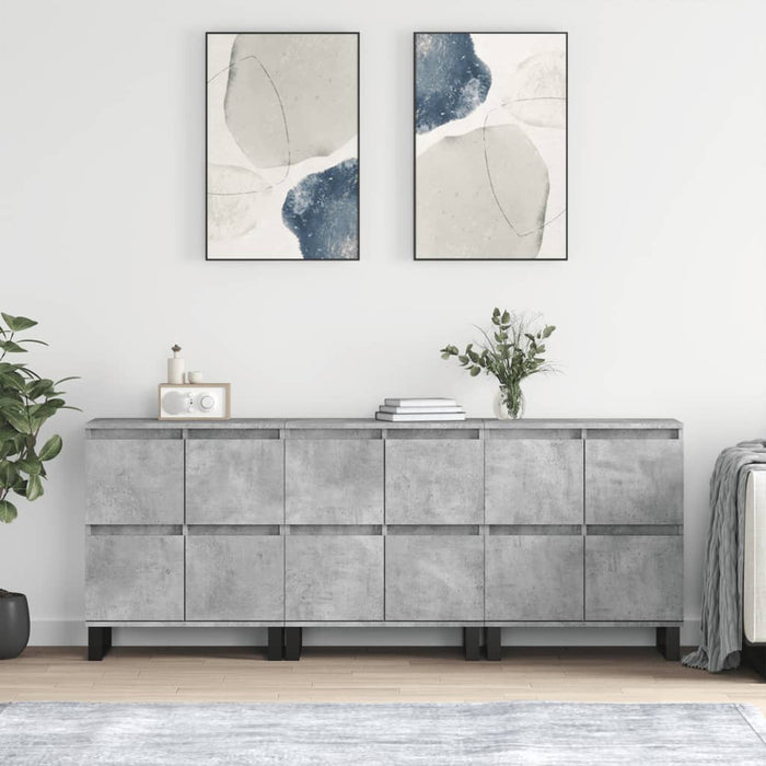 Servante, 3 piese, gri beton, lemn prelucrat - WALTI WALTI