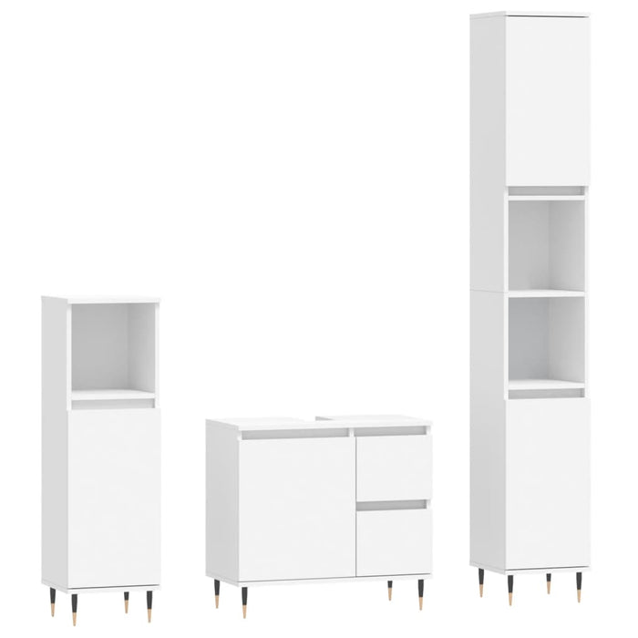 Set mobilier de baie, 3 piese, alb, lemn compozit WALTI