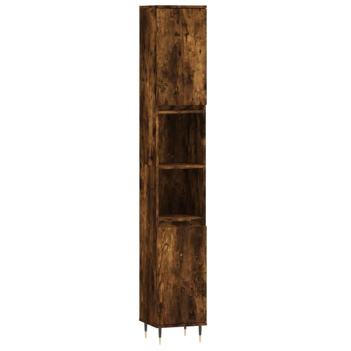 Set mobilier de baie, 3 piese, stejar fumuriu, lemn prelucrat - WALTI WALTI