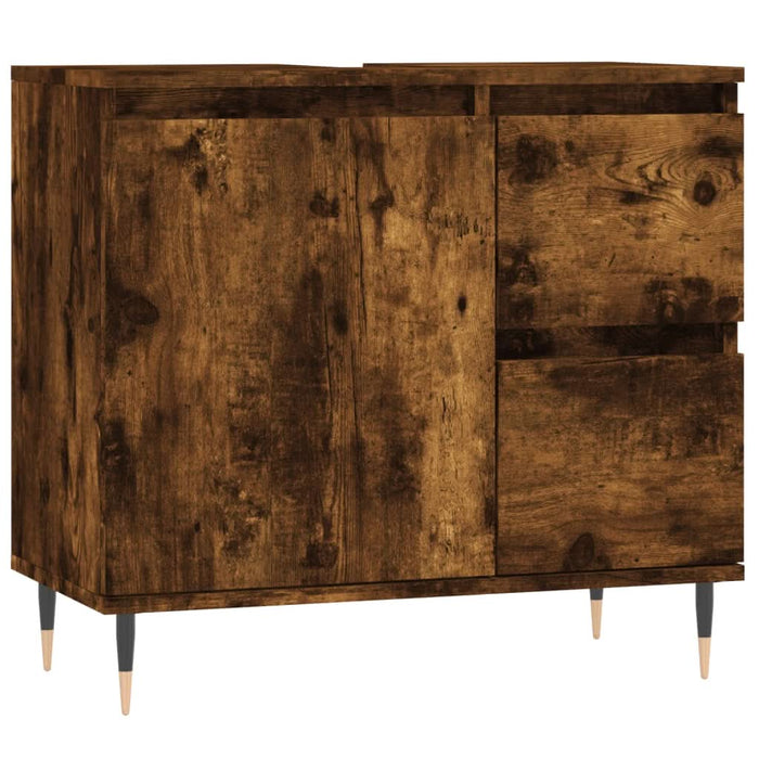 Set mobilier de baie, 3 piese, stejar fumuriu, lemn prelucrat - WALTI WALTI