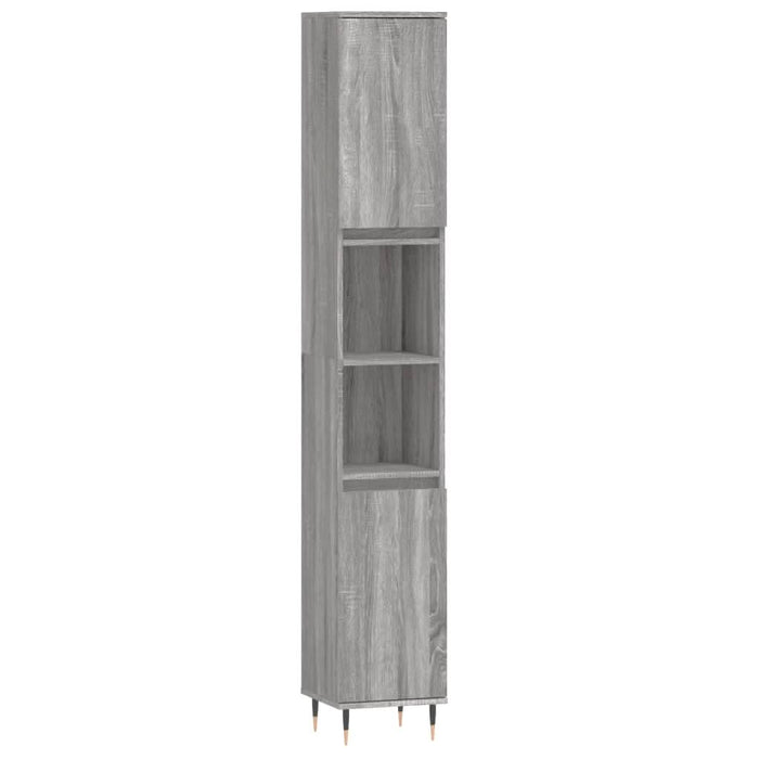 Set mobilier de baie, 3 piese, gri sonoma, lemn prelucrat - WALTI WALTI