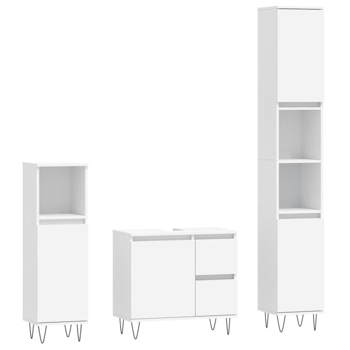 Set mobilier de baie, 3 piese, alb, lemn compozit WALTI