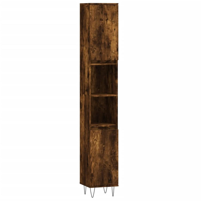 Set mobilier de baie, 3 piese, stejar fumuriu, lemn prelucrat - WALTI WALTI
