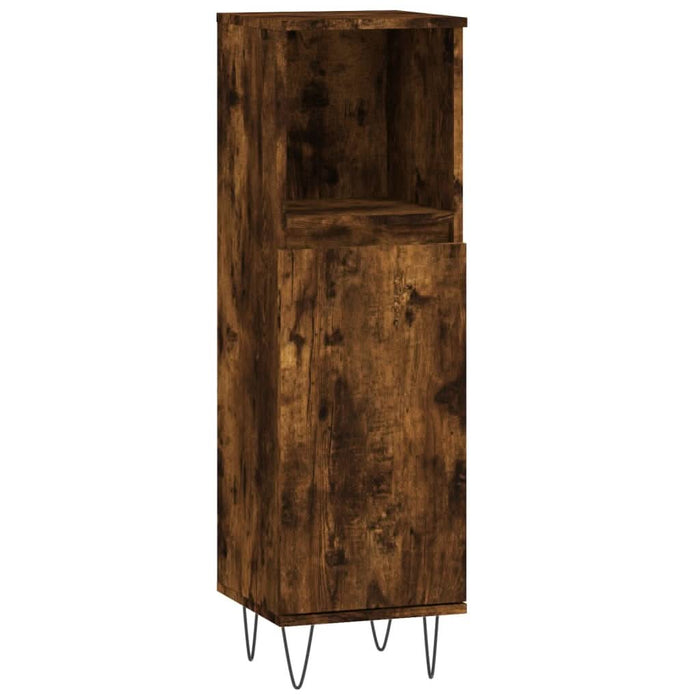 Set mobilier de baie, 3 piese, stejar fumuriu, lemn prelucrat - WALTI WALTI