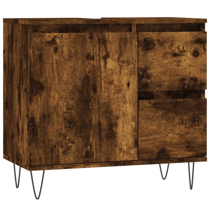 Set mobilier de baie, 3 piese, stejar fumuriu, lemn prelucrat - WALTI WALTI