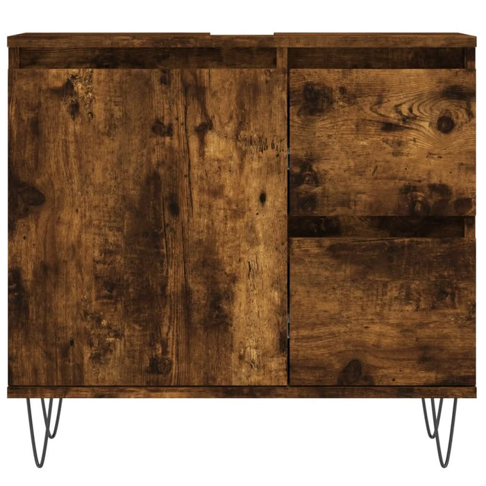 Set mobilier de baie, 3 piese, stejar fumuriu, lemn prelucrat - WALTI WALTI