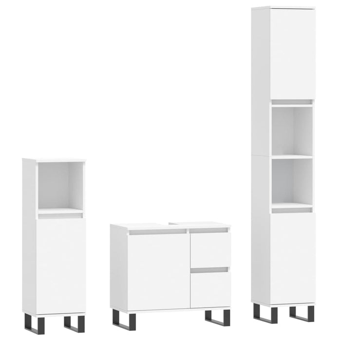 Set mobilier de baie, 3 piese, alb, lemn compozit WALTI