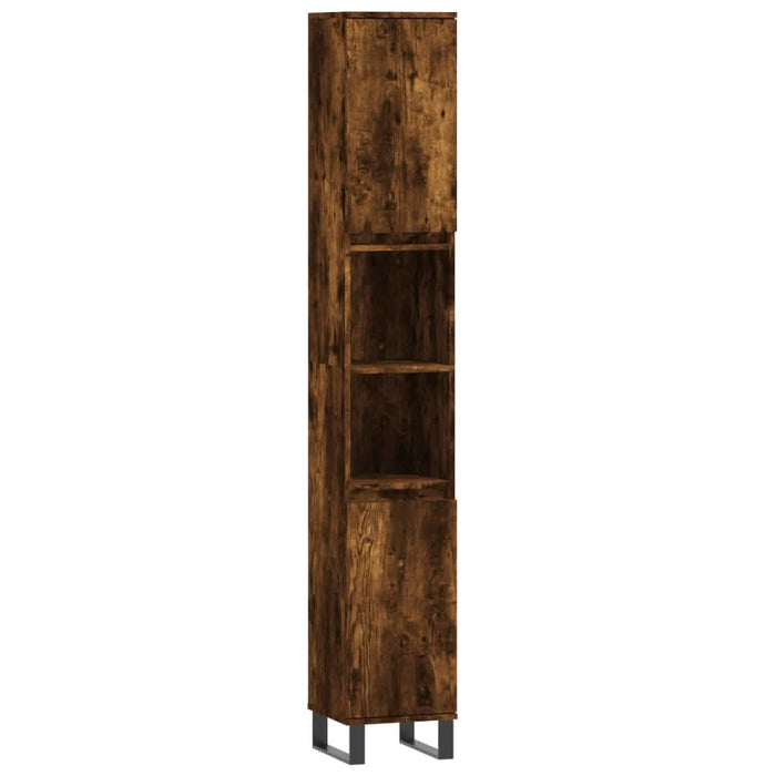 Set mobilier de baie, 3 piese, stejar fumuriu, lemn prelucrat - WALTI WALTI