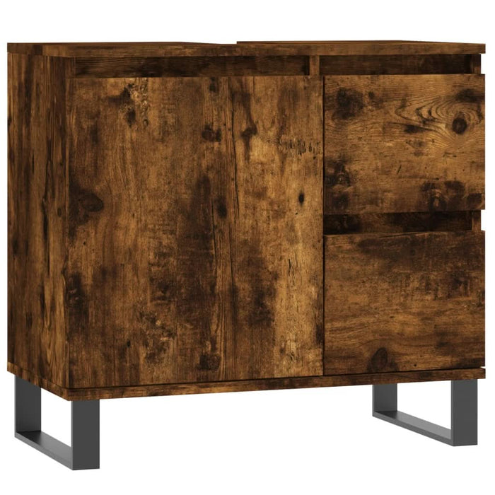 Set mobilier de baie, 3 piese, stejar fumuriu, lemn prelucrat - WALTI WALTI