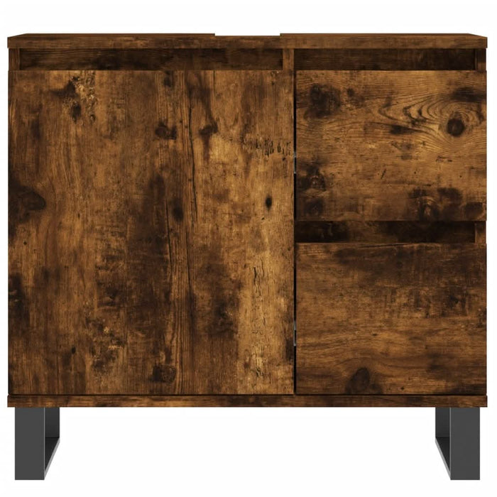 Set mobilier de baie, 3 piese, stejar fumuriu, lemn prelucrat - WALTI WALTI