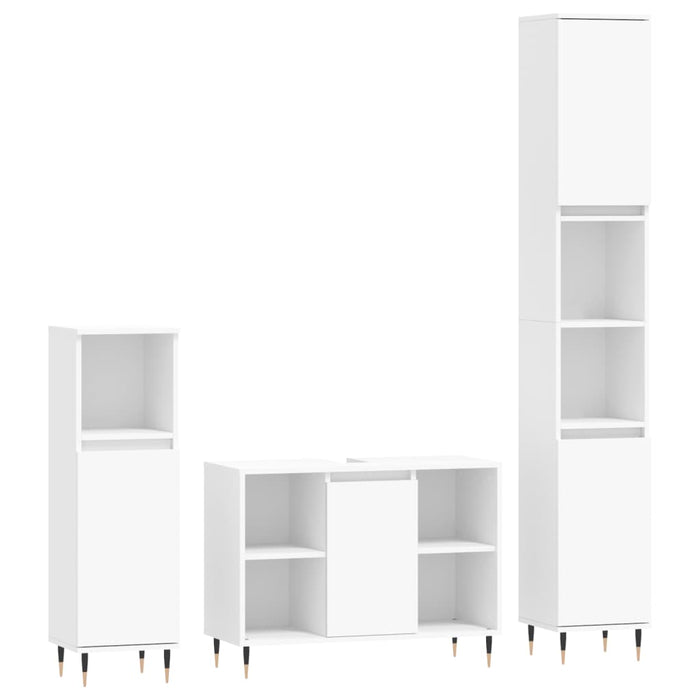 Set mobilier de baie, 3 piese, alb, lemn compozit WALTI