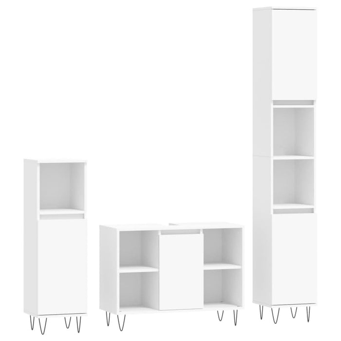 Set mobilier de baie, 3 piese, alb, lemn compozit - WALTI WALTI