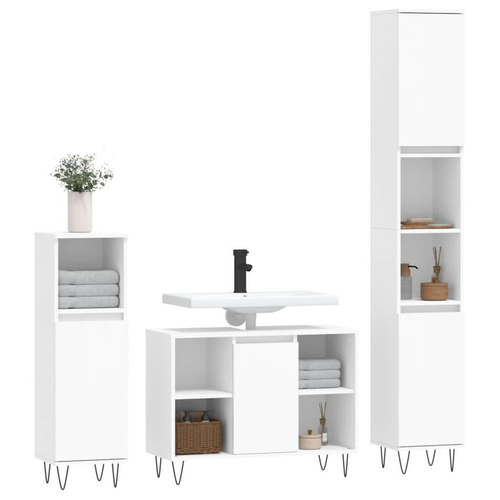 Set mobilier de baie, 3 piese, alb, lemn compozit - WALTI WALTI