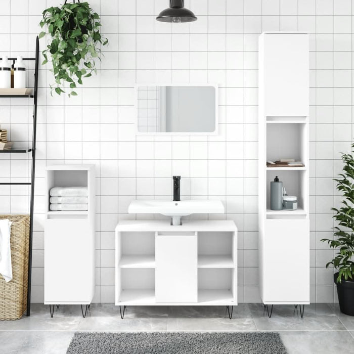 Set mobilier de baie, 3 piese, alb, lemn compozit - WALTI WALTI