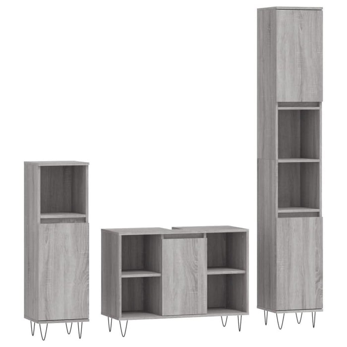 Set mobilier de baie, 3 piese, gri sonoma, lemn prelucrat - WALTI WALTI