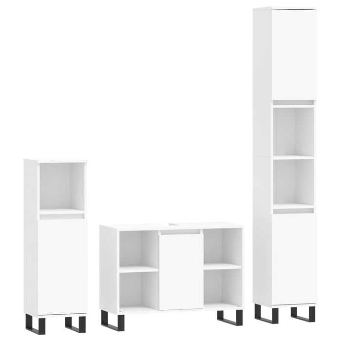 Set mobilier de baie, 3 piese, alb, lemn compozit WALTI