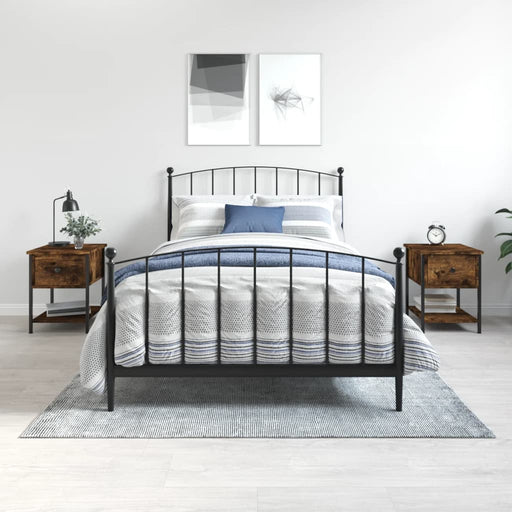 Noptiere, 2 buc., stejar fumuriu, 34x35,5x45 cm, lemn compozit - WALTI WALTI