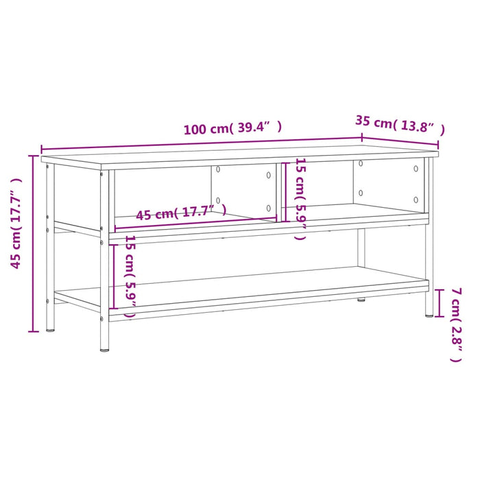 Dulap TV, gri sonoma, 100x35x45 cm, lemn prelucrat WALTI