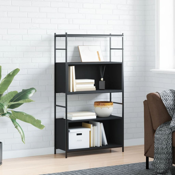 Raft de cărți, negru, 80x30x145,5 cm, lemn prelucrat și fier WALTI